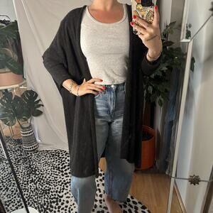 The Row Cashmere Silk Open Front Slouchy Cardigan Small Black